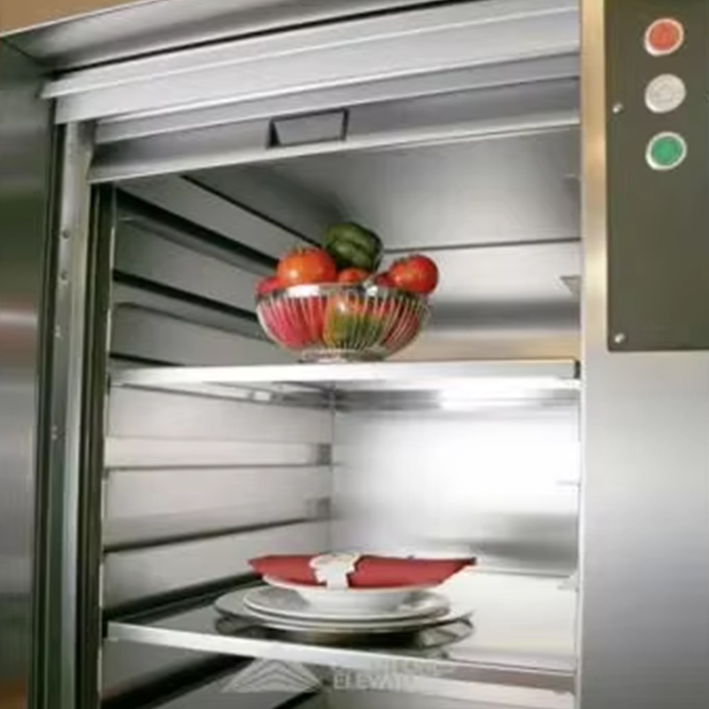 VTEF108 Elektrische tandwielloze AC-dumbwaiter-lift met PVC-vloer voor restaurant- en hotelkeukenservice