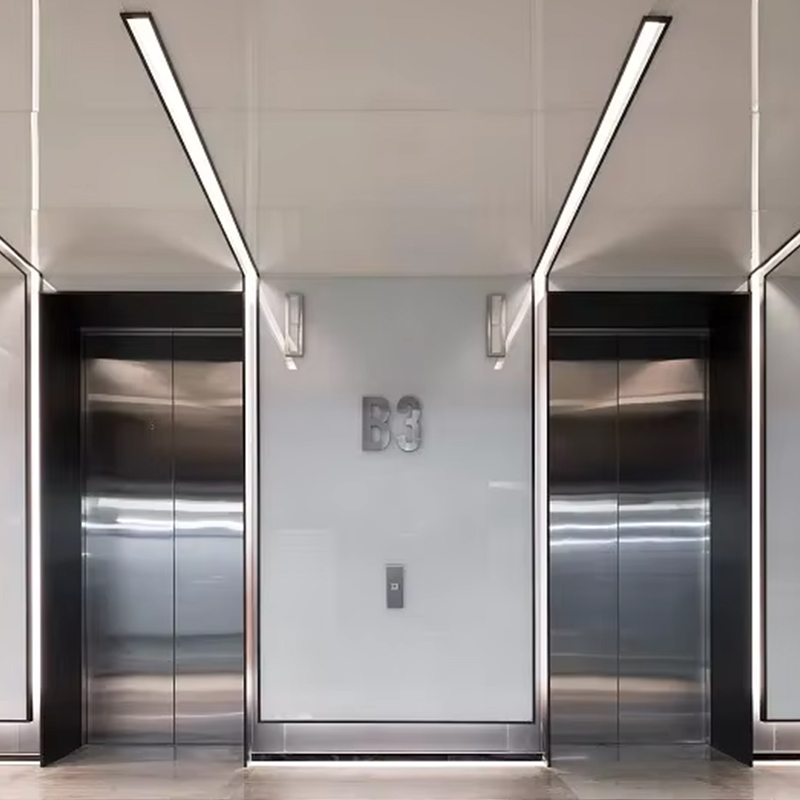 VTEP121 Hot Selling NV-model 6-8 personen 630kg Gearless AC moderne lift gebouw passagierslift met roestvrijstalen PVC-vloer