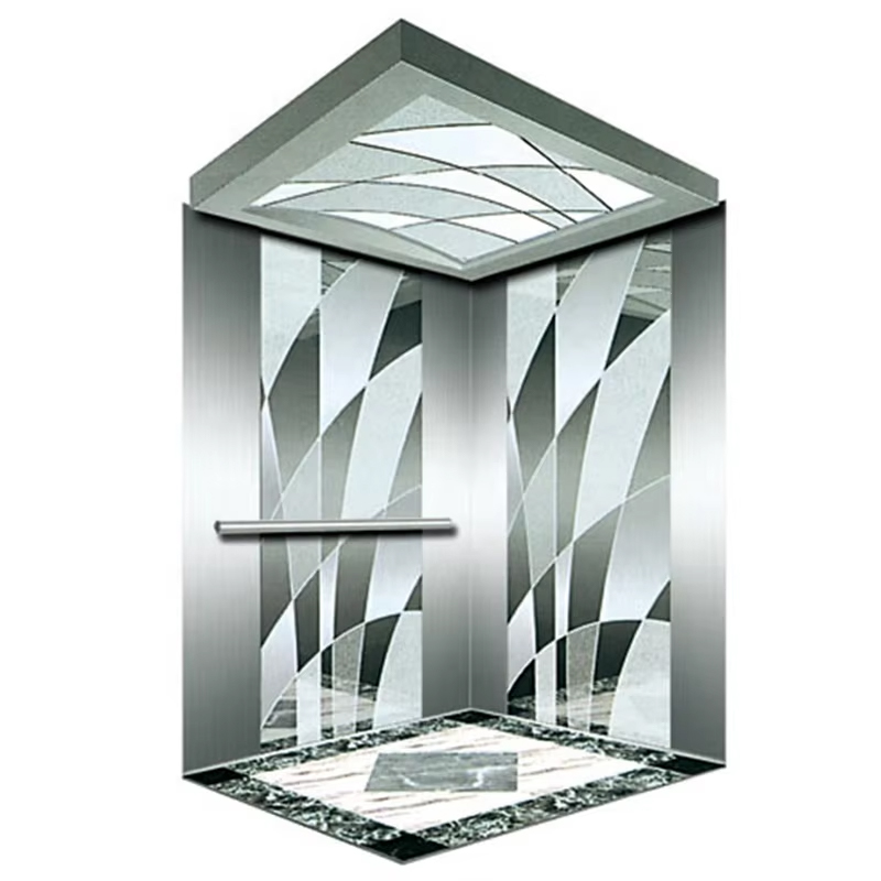 VTEP121 Hot Selling NV-model 6-8 personen 630kg Gearless AC moderne lift gebouw passagierslift met roestvrijstalen PVC-vloer