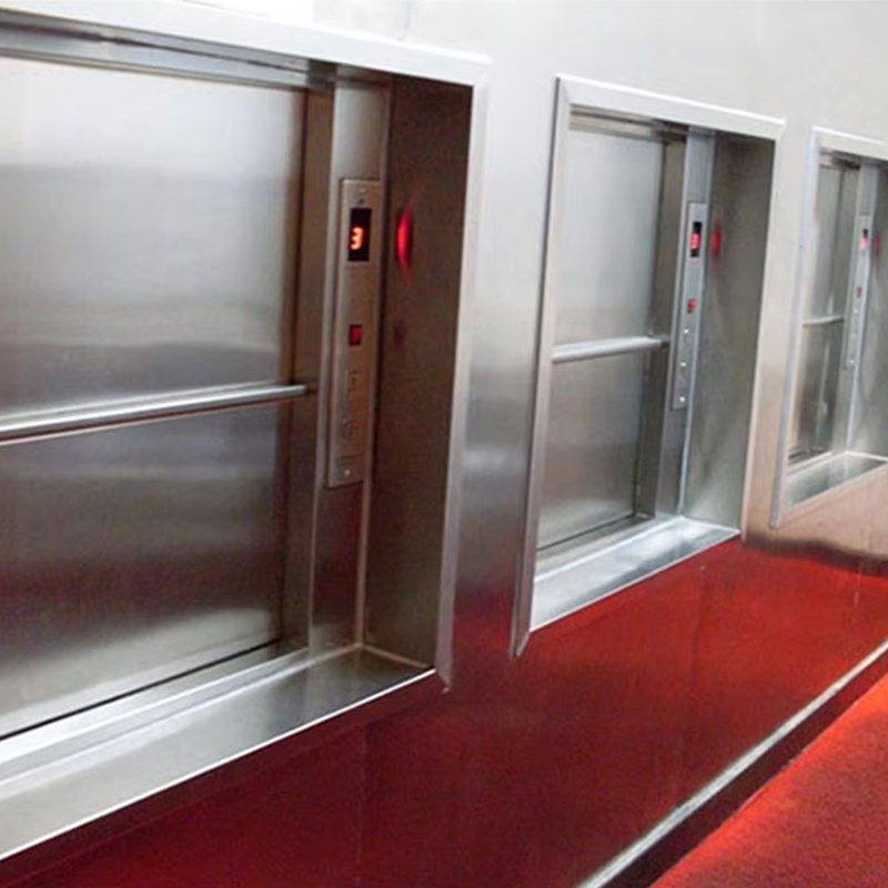 VTEF110 Restaurantservice Voedsellift Automatische deur Tandwielloze tractie AC-aandrijving PVC-vloer Duurzaam Veilig voor hotels Villa's Keukens