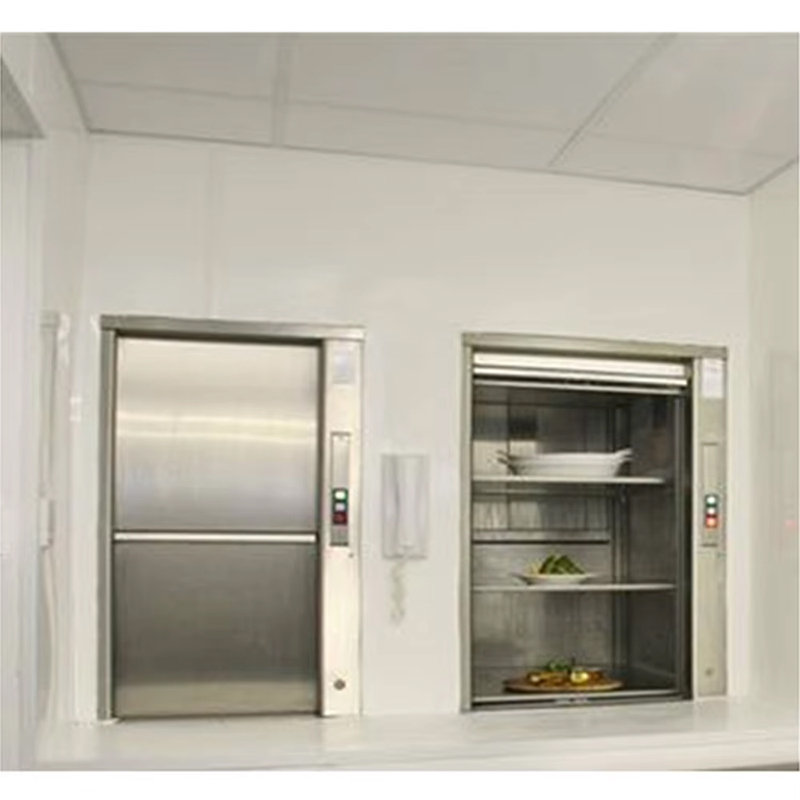 VTEF110 Restaurantservice Voedsellift Automatische deur Tandwielloze tractie AC-aandrijving PVC-vloer Duurzaam Veilig voor hotels Villa's Keukens