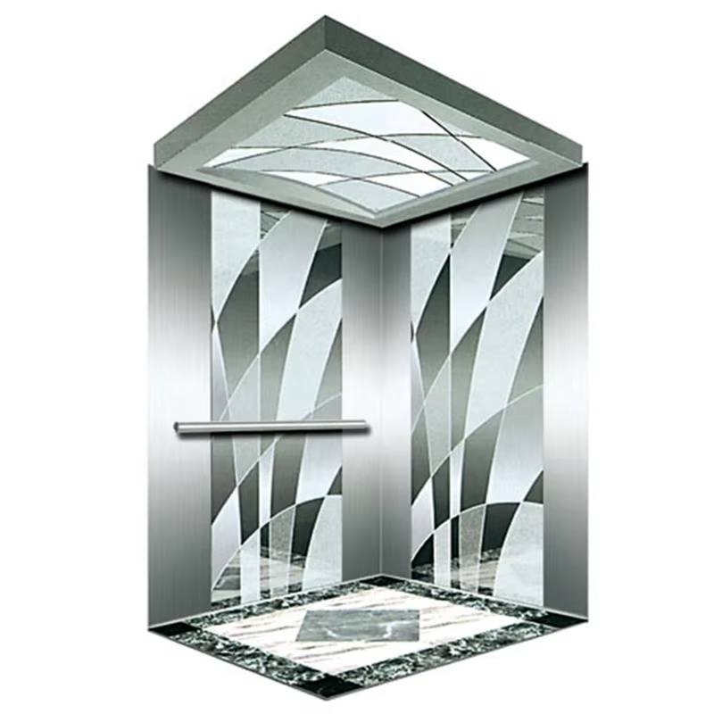 VTSP130 Passagiersliftcabine voor hotels met roestvrijstalen constructie Decoratief plafond LED-bekleding 1 jaar garantie