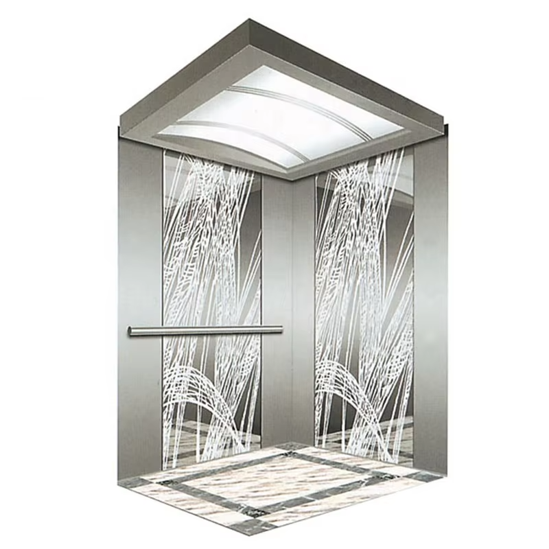 VTSP130 Passagiersliftcabine voor hotels met roestvrijstalen constructie Decoratief plafond LED-bekleding 1 jaar garantie