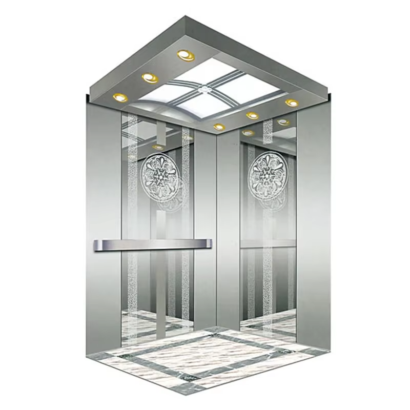VTSP130 Passagiersliftcabine voor hotels met roestvrijstalen constructie Decoratief plafond LED-bekleding 1 jaar garantie