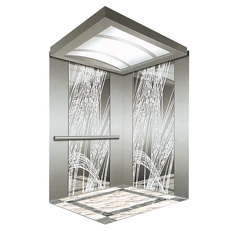 VTSP131 Moderne commerciële liftcabine met roestvrijstalen geluidsarme antislipvloer en LED-panelen
